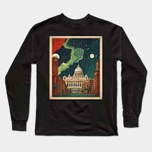 Vatican City Italy Starry Night Vintage Tourism Travel Poster Art Long Sleeve T-Shirt